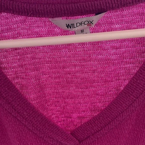 Wildfox Haley Brushed Magenta Purple Barbie Pink Y2K M V-Neck EUC Shirt Top - Picture 12 of 17